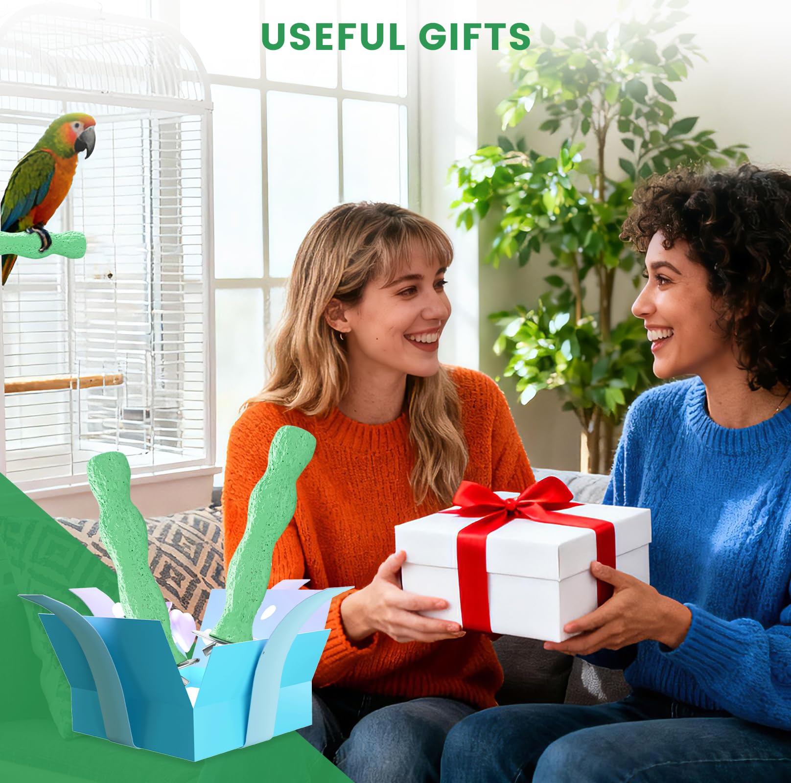 2pcs Bird Beak Grinding Stone, Anti-Slip Parakeet Nail Trimming Stick Resin, Bird Parrot Cage Perch Stand Platform Foot, Claws Trimmer Chewing Toys for Budgies, Parakeets, Cockatiels, Conures - image 7