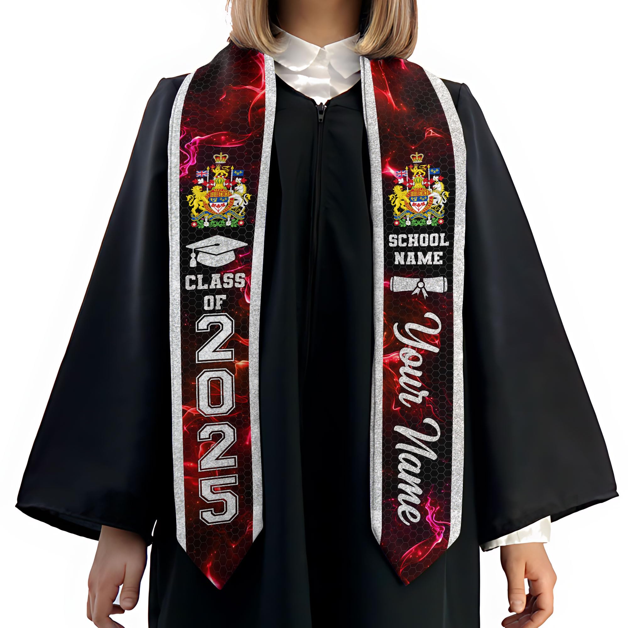 MonkeyVan Personalized Canada Graduation Stole, Canadians Graduation Sash, Canada Flag Graduation Stole, Class of 2025 Cn3