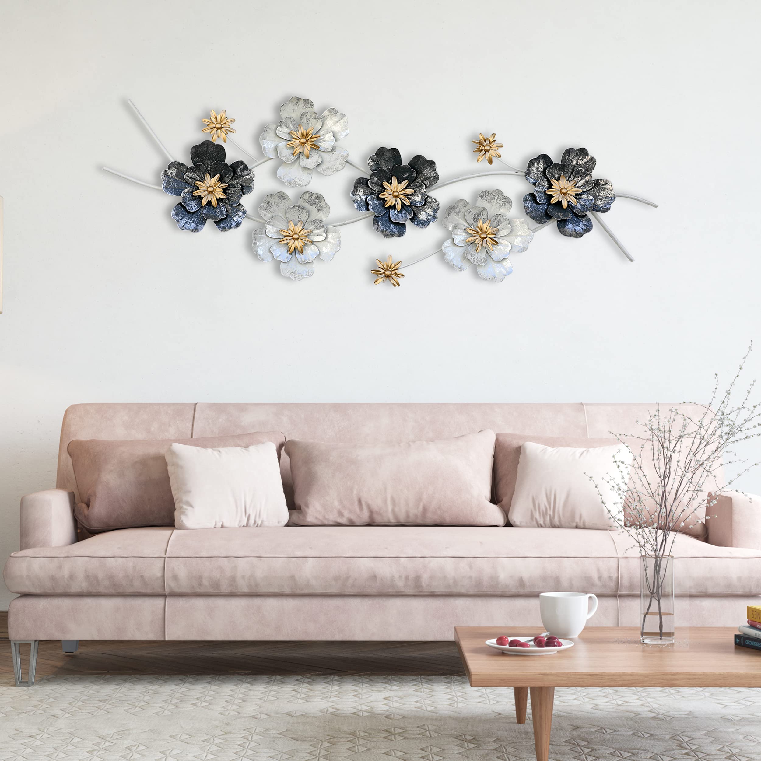 Metal Flower Circles Wall Art Sculpture (Multicolor)