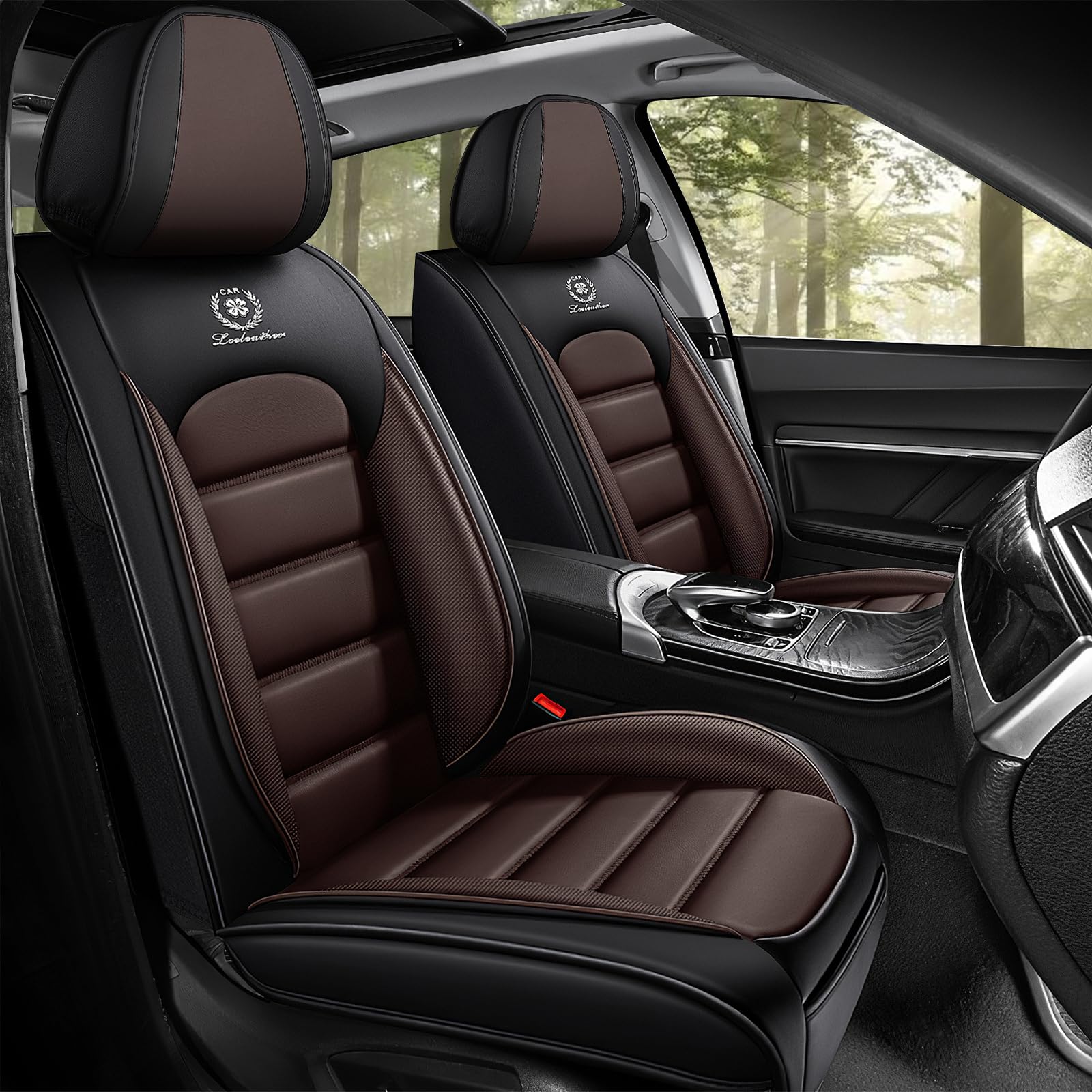 Pickup Seat Covers Custom Fit for GMC Sierra 1500 2500HD 3500HD 2007-2026,Waterproof Leather Seat Cover for Four Seasons,Wear Resistant Seat Cover(Front Seats/Black&Coffee)
