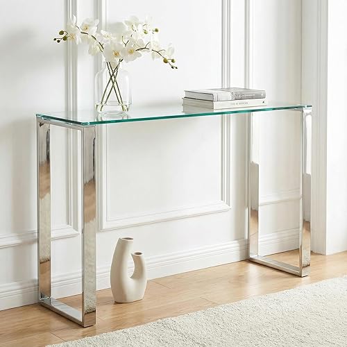 Miniatura 25 de Cortesi Home Remi - Mesa de centro de cristal contemporánea con acabado cromado