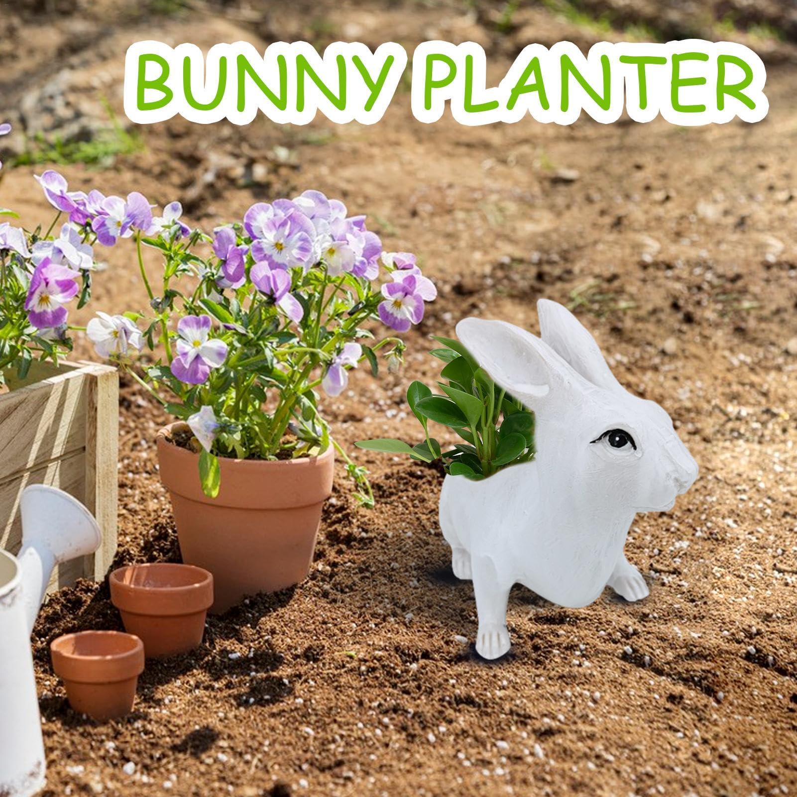 Yaoemei Kaninchen-Blumentopf Aus Harz – Süßer Übertopf Mit Drainage Für Sukkulenten & Deko