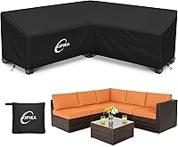 Vista 12 de Kipiea Funda para sofá modular en forma de V para patio, tela Oxford resistente 420D, funda modular para exteriores con 6 hebillas a prueba