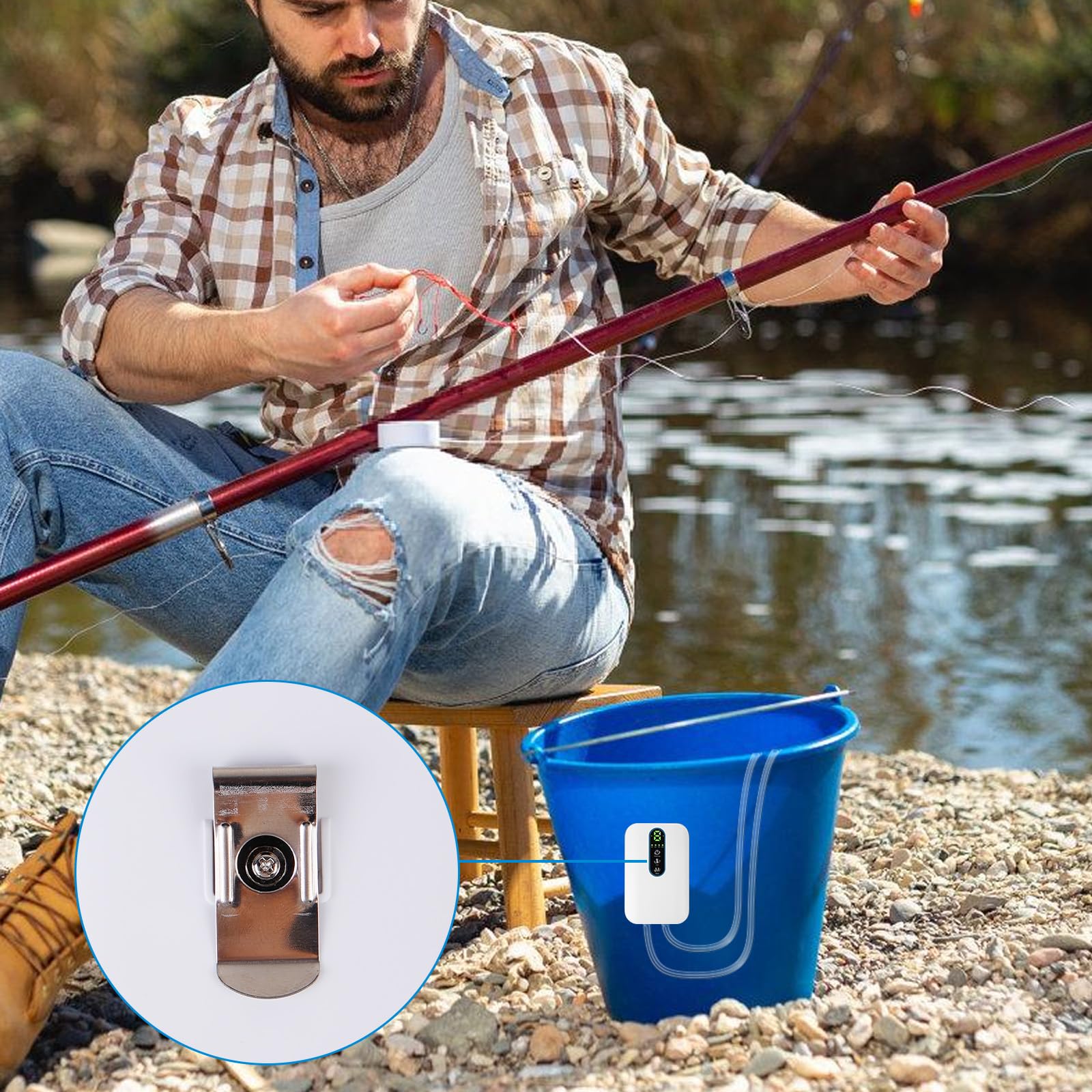 Pompe à air d'aquarium rechargeable 2600 mAh avec double sortie, 2 modes et débit 3 l/min, ultra silencieuse, pour la pêche, les pannes de courant, fonctionnement USB et batterie