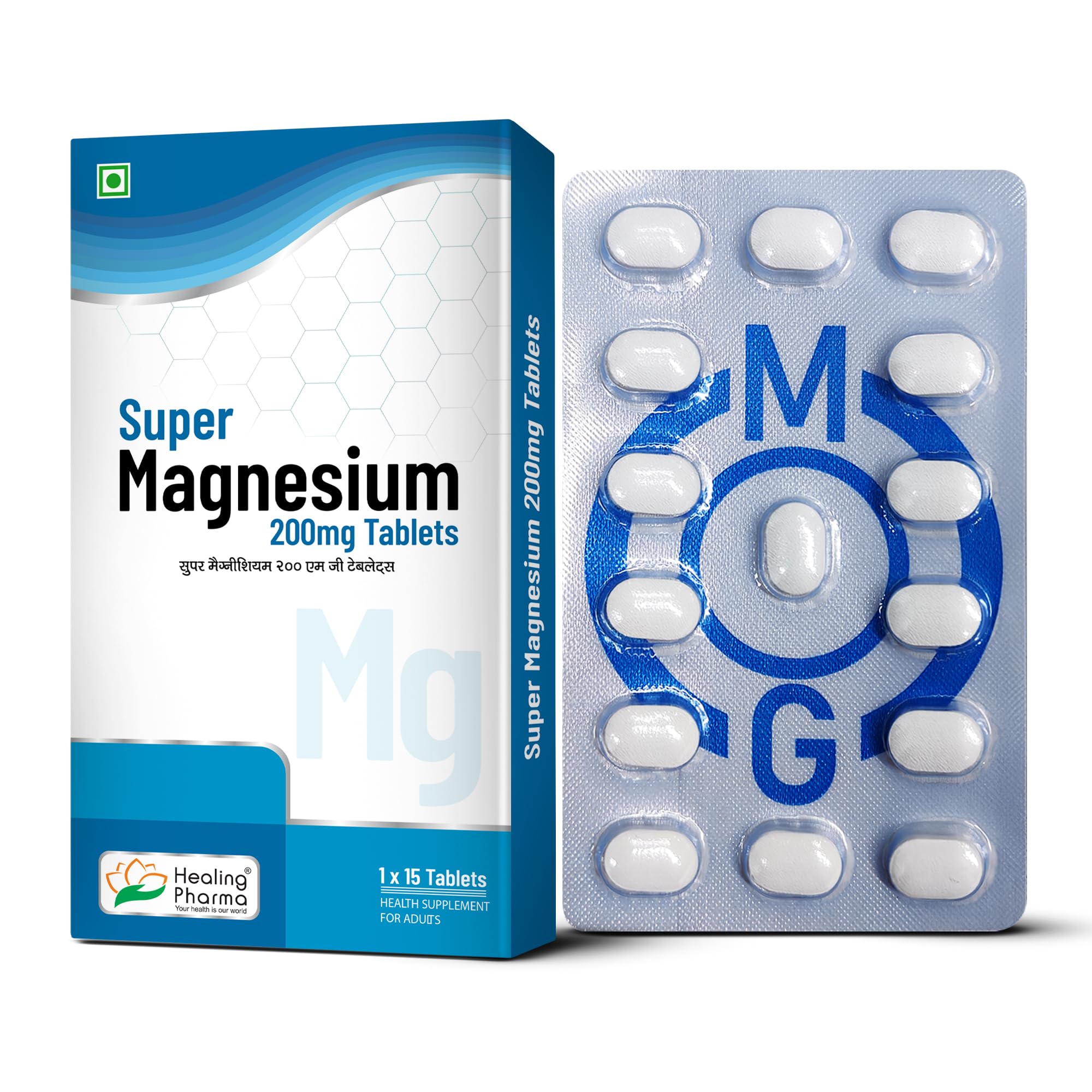 Healing Pharma - Super Magnesium 200mg Tablets | For Stress Relief, Sleep & Bone Health | Supports Muscle & Nerve Function - 15 Tablets-image-47