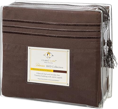 Miniatura 7 de Clara Clark Juego de sábanas de microfibra de doble cepillado, con 2 fundas de almohada, tamaño Queen, color azul marino