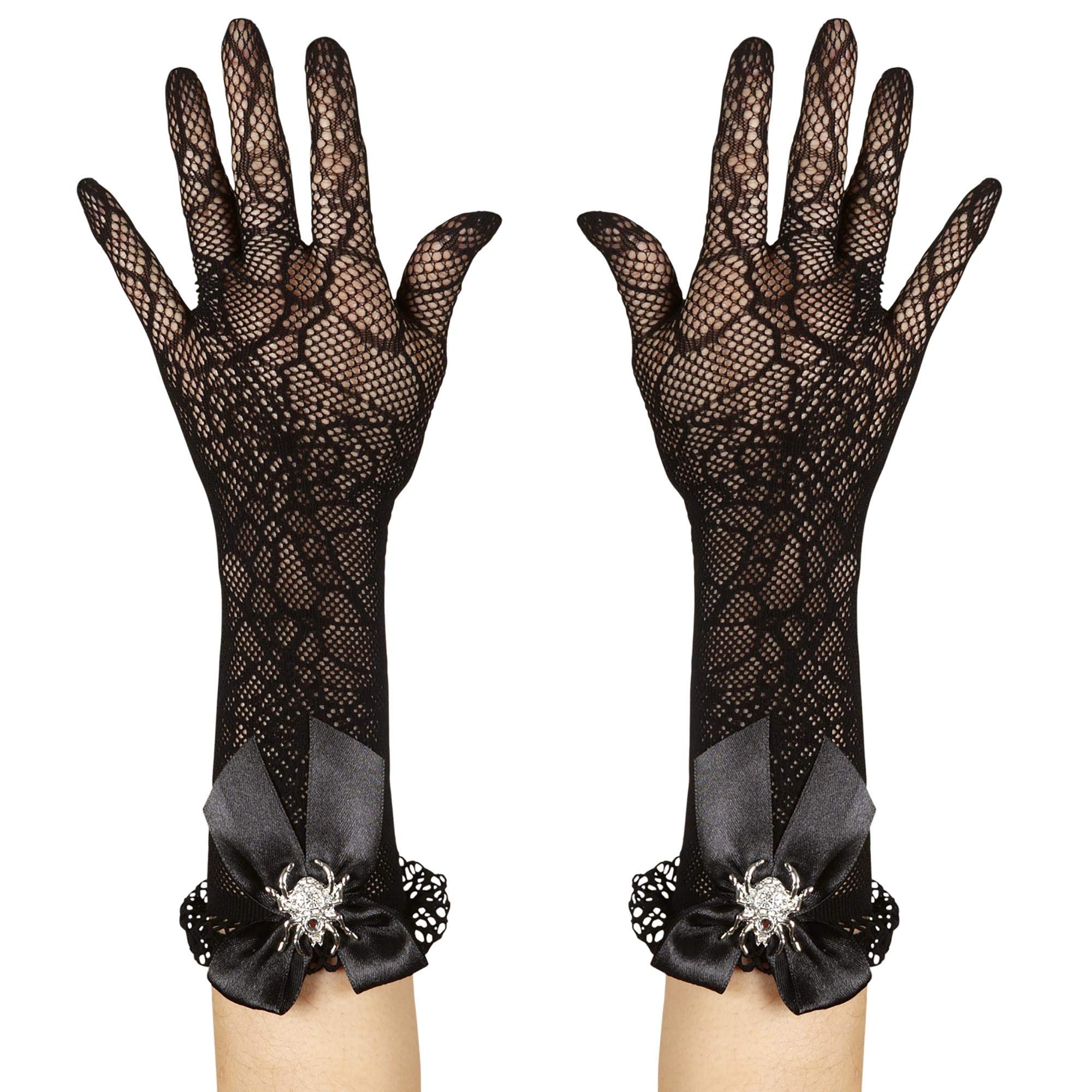 WIDMANN – Handschuhe gestrickt Spinnennetz mit Spinnen Womens, schwarz, One Size, vd-wdm9383t Spielzeug
