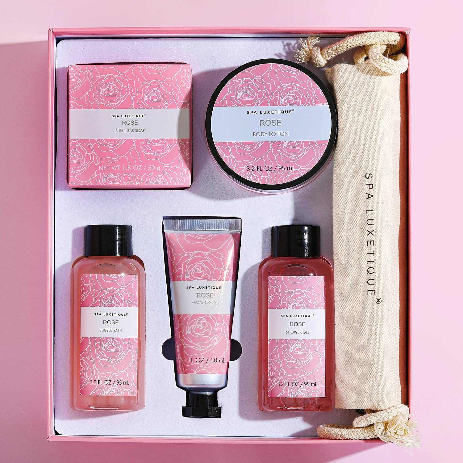 Spa Luxetique Spa Kit for Women, Rose Spa Gift Set, Relaxing Home Spa Kits, Spa Gifts for Women Includes Body Lotion, Shower Gel, Bubble Bath, Hand Cream : Beauty & Personal Care