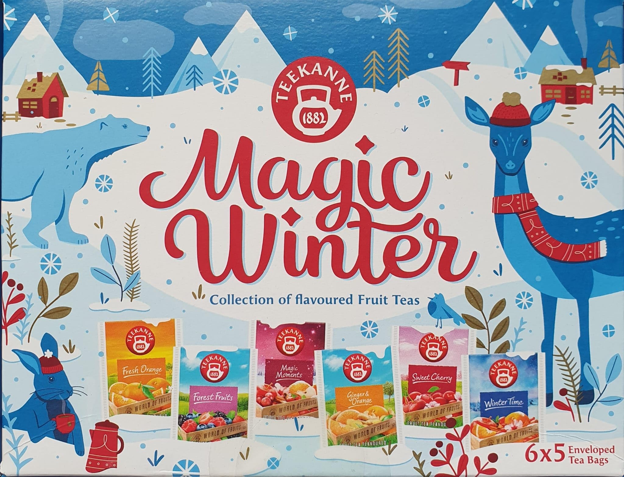 Teekanne Magic Winter Tea Selection Box Colección de frutas saborizadas 6 sabores 5 bolsitas de té cada una