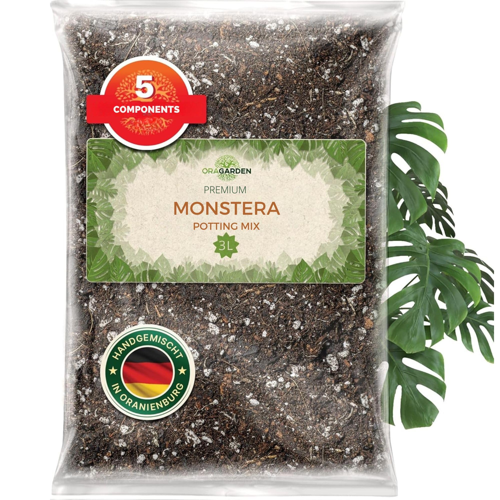 ORAGARDEN Monstera Erde Monstera Erde – 3L Substrat für Zimmerpflanzen