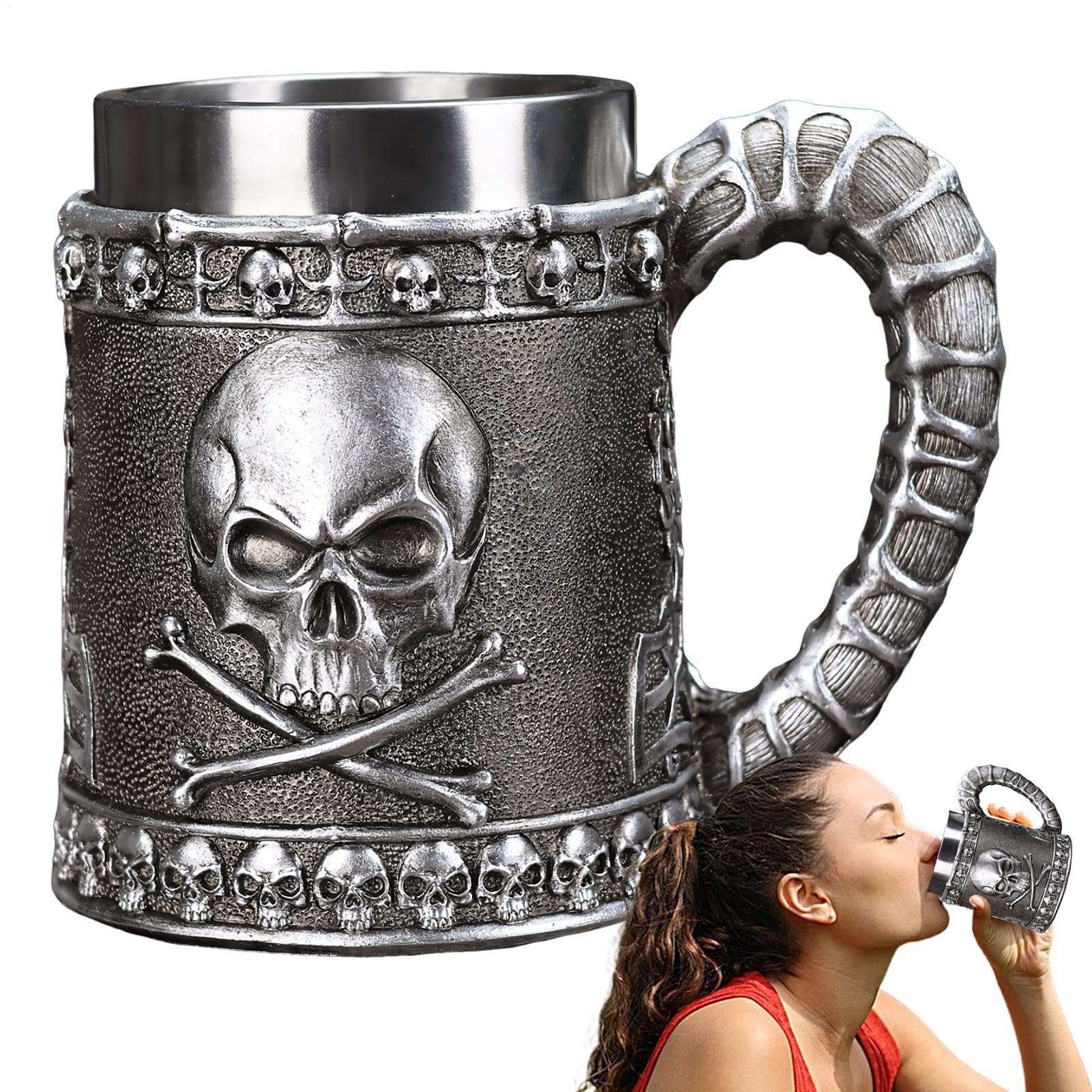 Gobelet à bière en forme de crâne réutilisable pour femme contenant isotherme thé lait fête