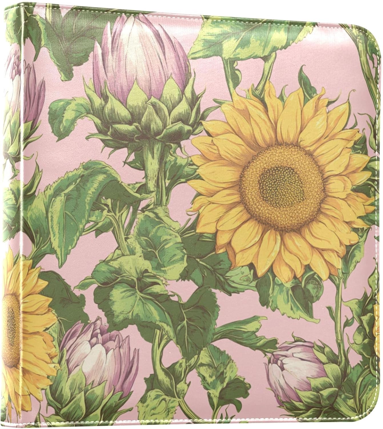 JIPONI Sunflowers 3 Large Photo Album, DIY Leather Cover Scrapbook Albums for 4x6 5x7 6x8 Pictures, Self Adhesive Memory Book for Wedding, Baby, Family