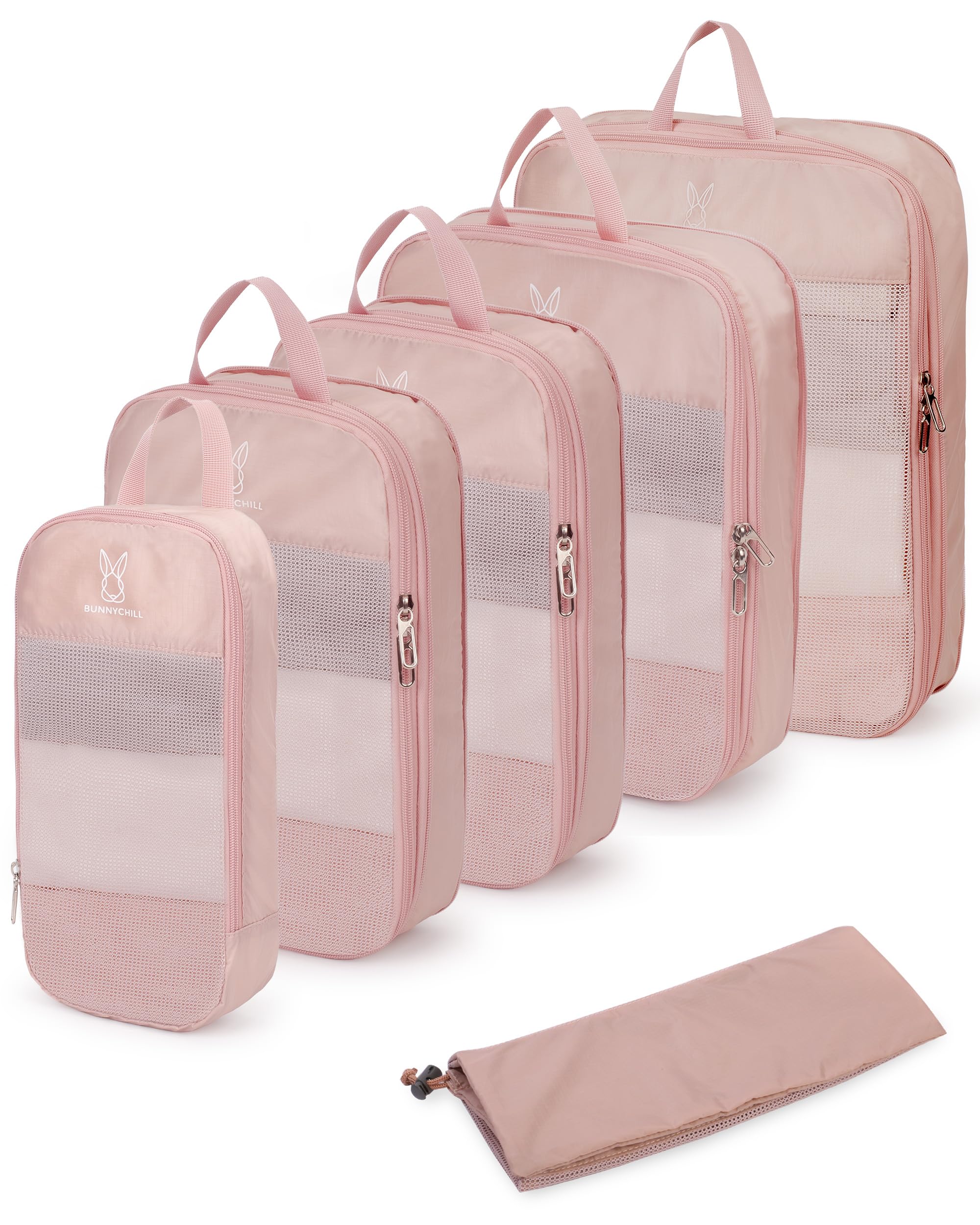 Set di 6 cubi espandibili a compressione per valigie, organizer da viaggio leggero e comprimibile per valigie, set di borse da viaggio essenziali da viaggio per donne