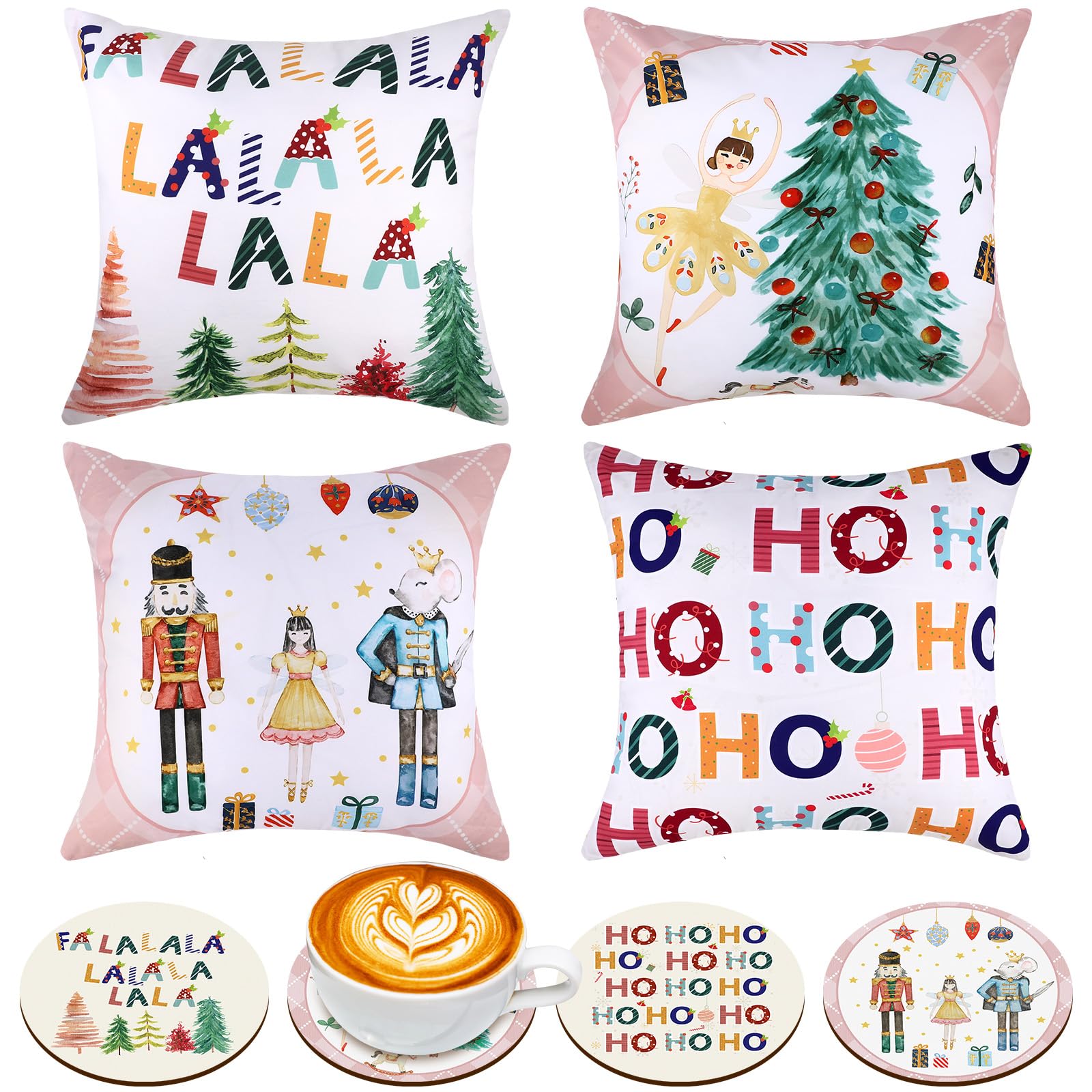 Photo 1 of * used * previously opened *
Sliner Set of 4 Christmas Nutcracker Pink Throw Pillow Covers 18 x 18 Inch