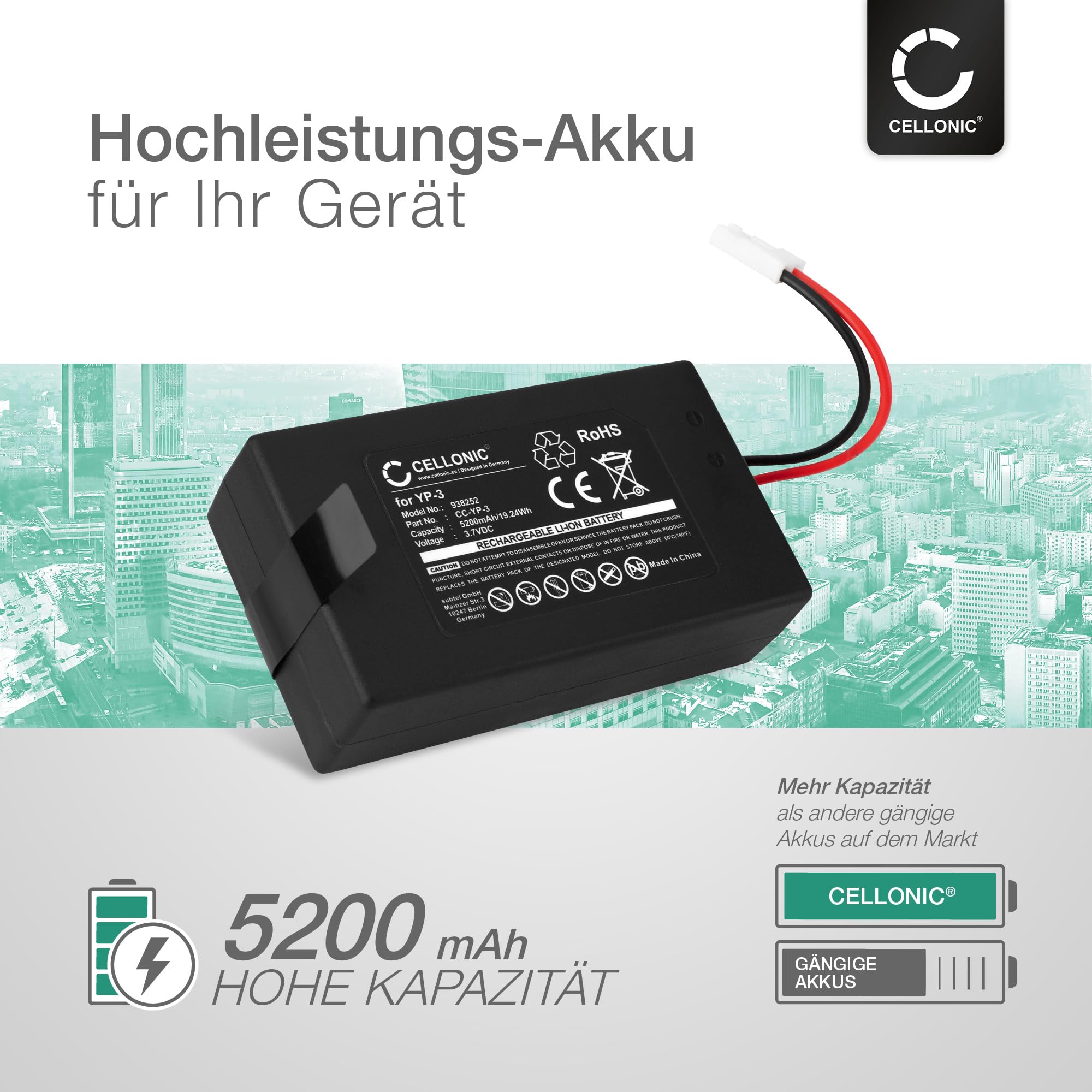 CELLONIC Akku kompatibel mit Yuneec ST10, Q500, YP-3 Blade, YP-3