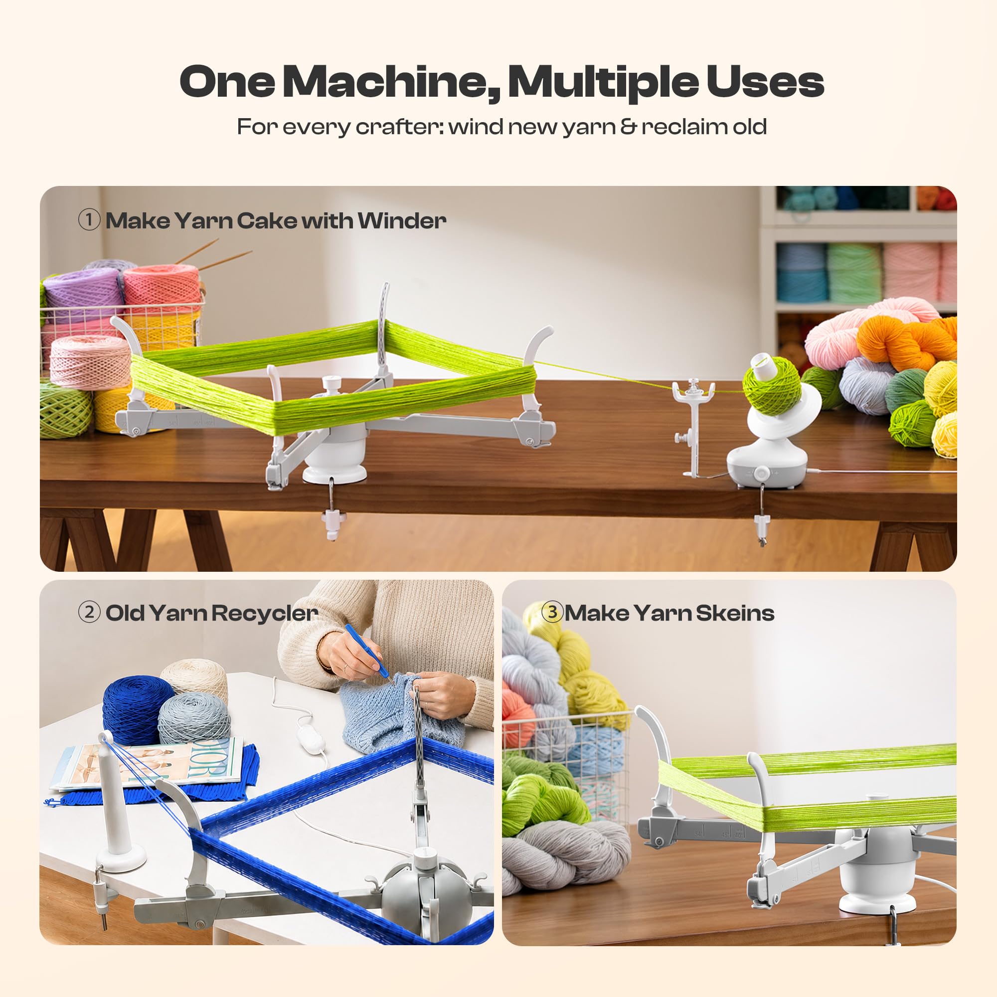 Gomitolatore Elettrico Y1 Pro, Arcolaio Supporto Filo Per Matasse Uncinetto | Sfilatore Maglioni Automatico Per Riciclare Filo Usato, Yarn Swift & Yarn Umbrella, Ideale Per Amanti Maglione, Brevettato