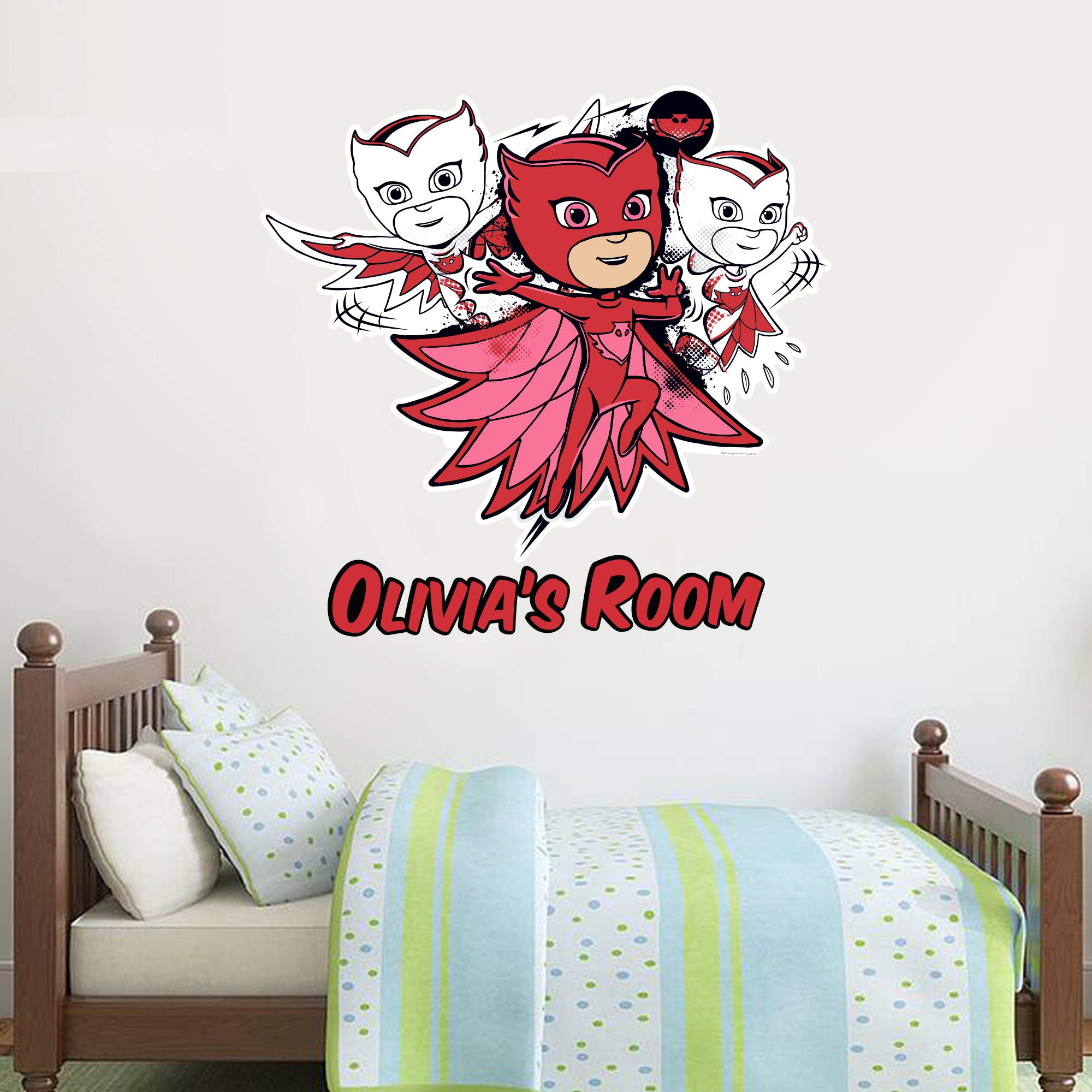 PJ Masks Owlette Personalised Name Wall Sticker Art Decal Vinyl Kids Bedroom (90cm Height x 90cm Width)
