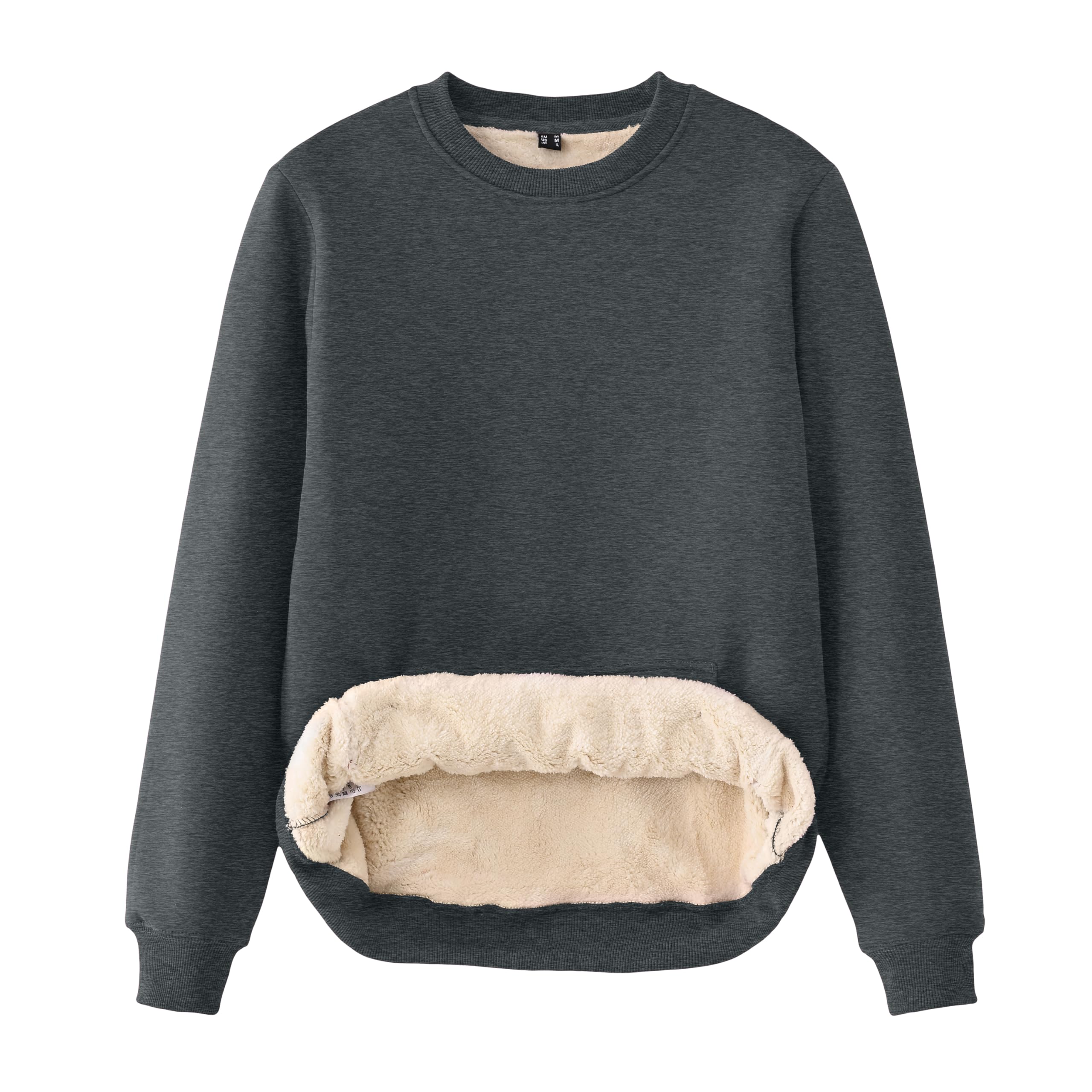Tansozer Womens Sherpa Lined Crewneck Sweatshirt Warm Fleece Pullover Long Sleeve Winter Thermal Sweat Shirt