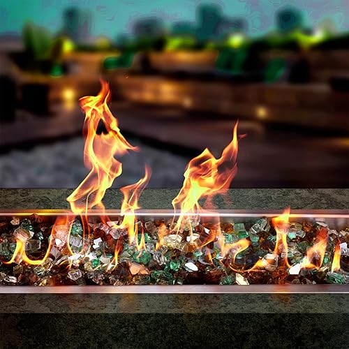 Miniatura 5 de Onlyfire 10 libras de cristales de fuego reflectantes mezclados para chimenea, hogueras y paisajismo, piedras de cristal de fuego de  pulgada de