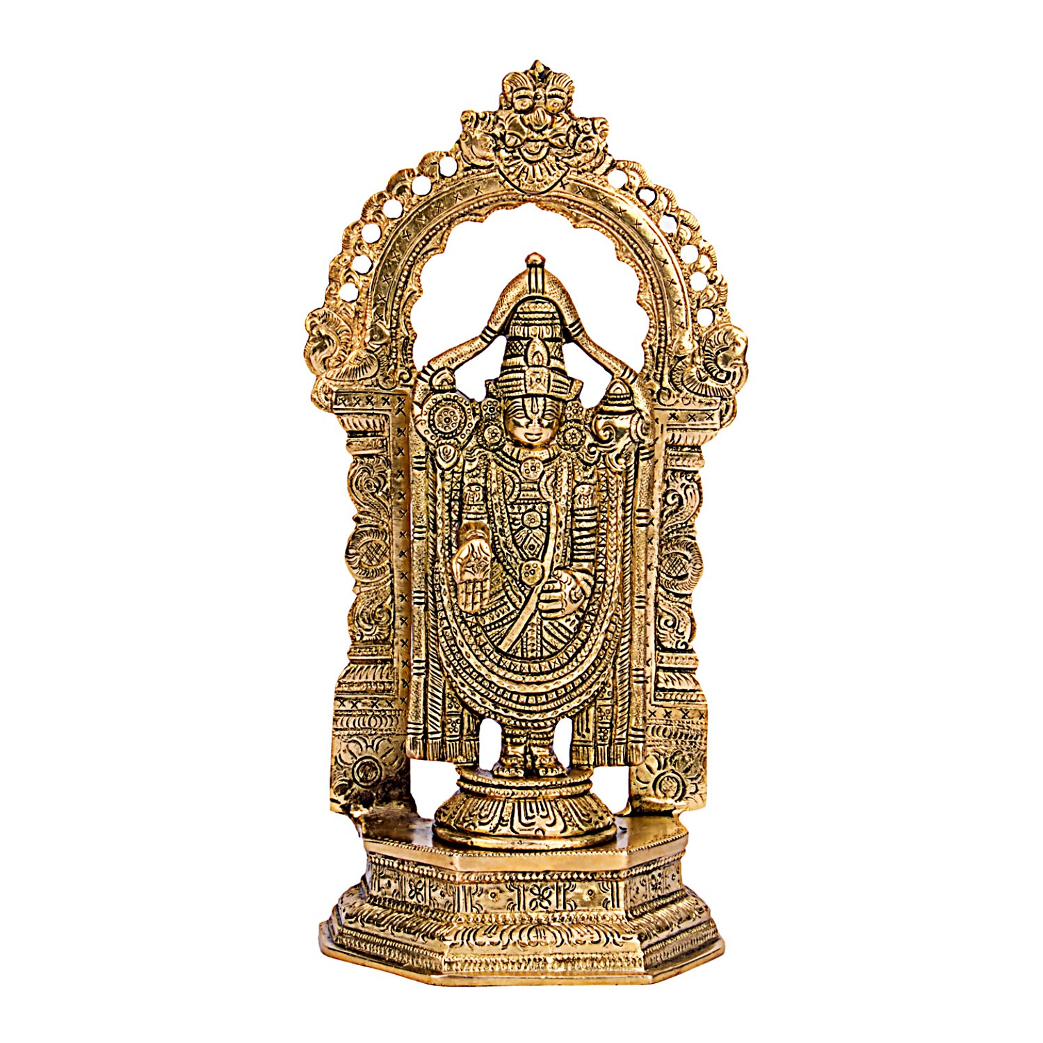 Statue de Venkateswara en laiton figurine indienne dorée 30,5 cm