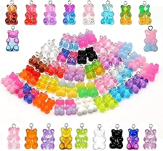 112pcs Gradient 3D Gummy DIY Bear Charms-Resin Bear Cute Candy Bear Charms Bear Keychain Charms in 28 Colors Earring Bracelet Nacklace DIY Jewelry Making Pendants for Children Adults Handmade Crafting