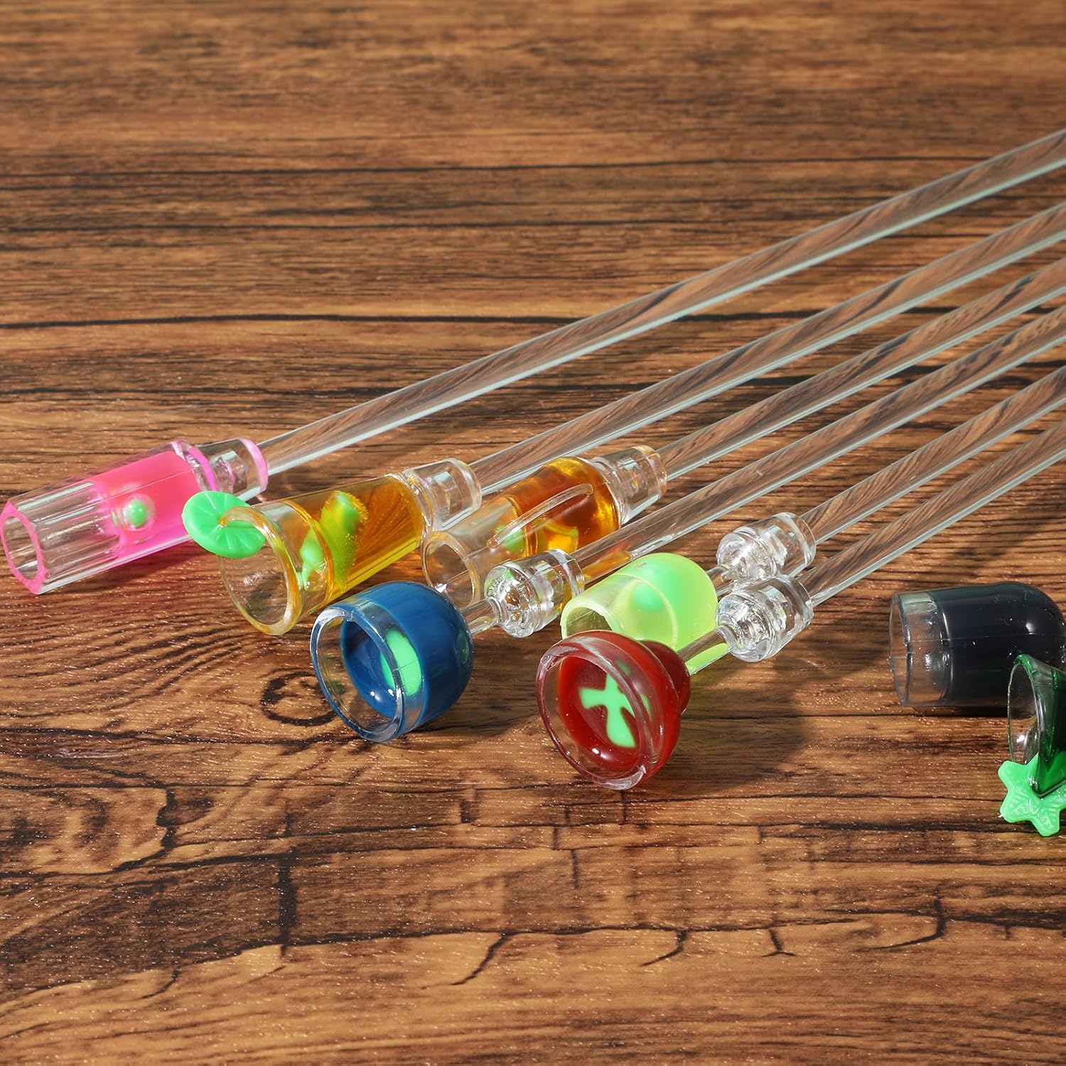 10 Pcs Colorful Swizzle Sticks Cocktail Clear Beverage Stirrers MultiColor