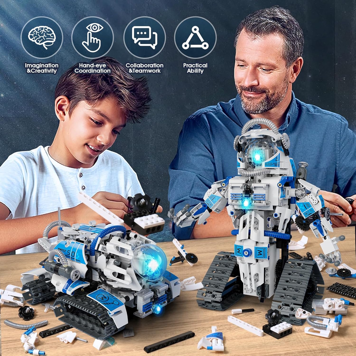 6 in 1 STEM Robot Building Kit, 780 PCS APP & Remote Control Space Robot Toys for Kids Age 8-14+, Engineering Technic Coding Robotic Kit, Educational Science Set Birthday Gift for Boys Girls - Image 3