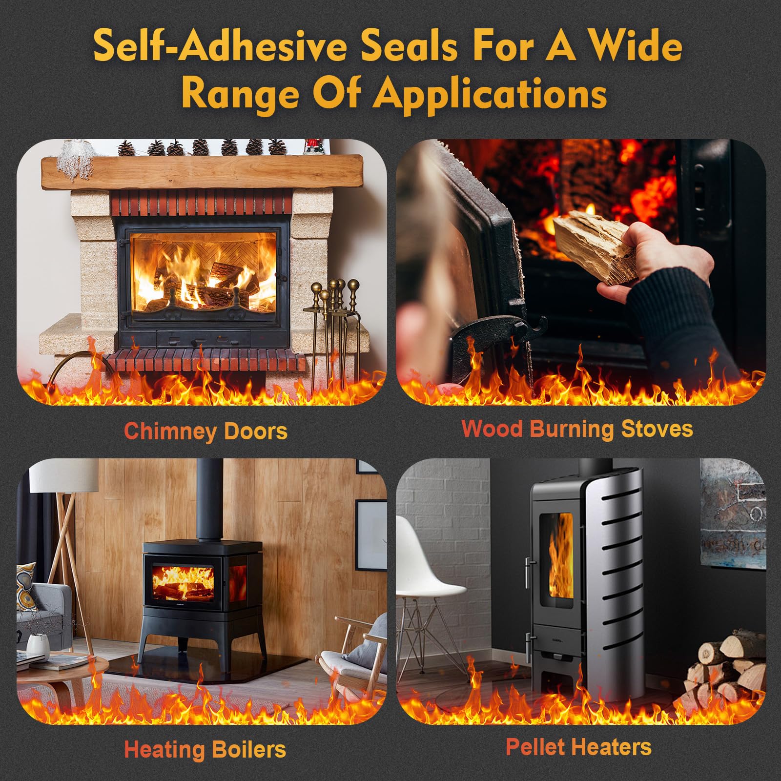 AiQInu Guarnizione Per Porta Stufa,Striscia Sigillante Resistente Al Calore,Buona Tenuta All'aria Per Caminetti, Cucine A Camino, Tubi Per Cucine, Porte Di Camini, Estensioni Di Camini (3 * 20mm*2m)