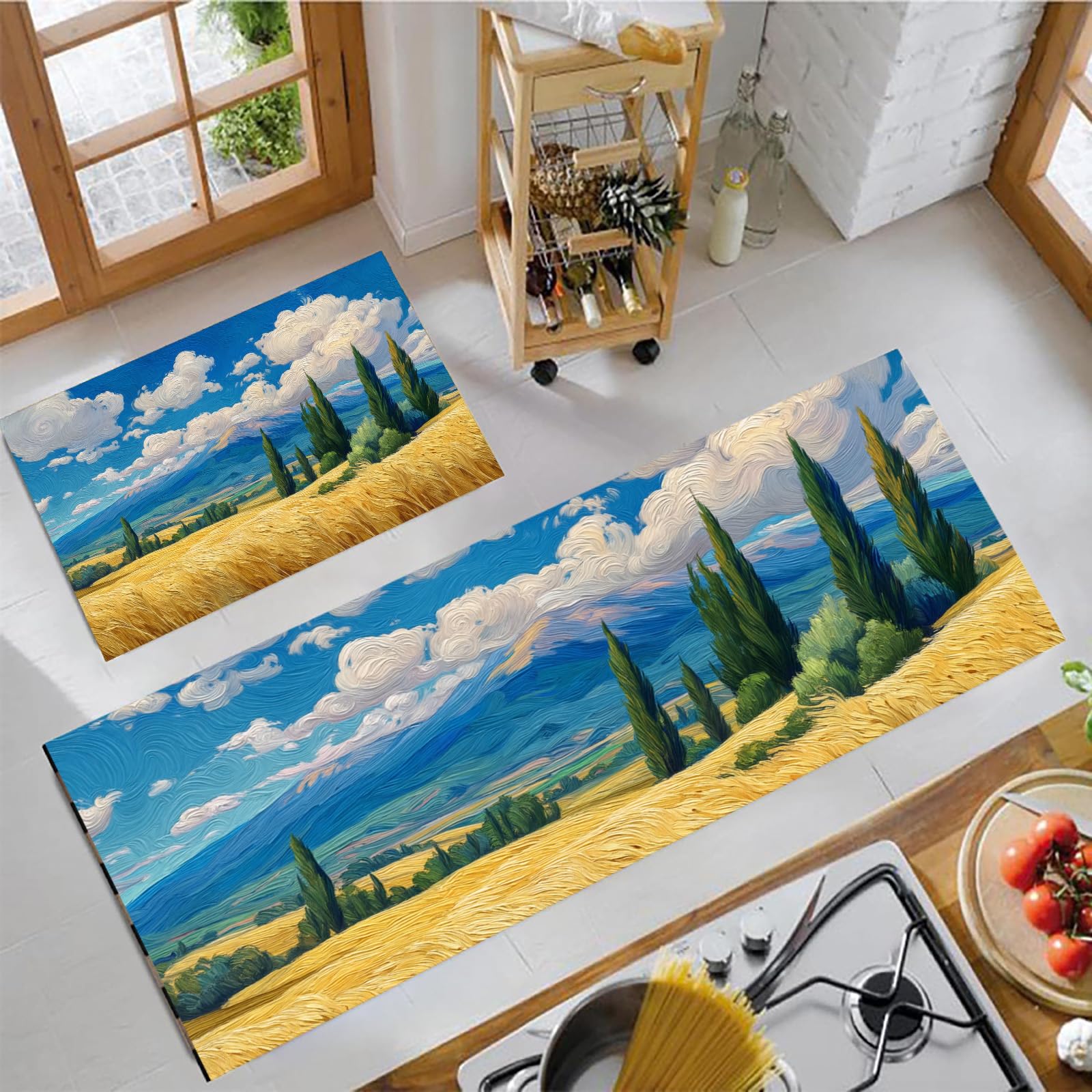 Tapis de cuisine lavable jaune doré pour une salle à manger