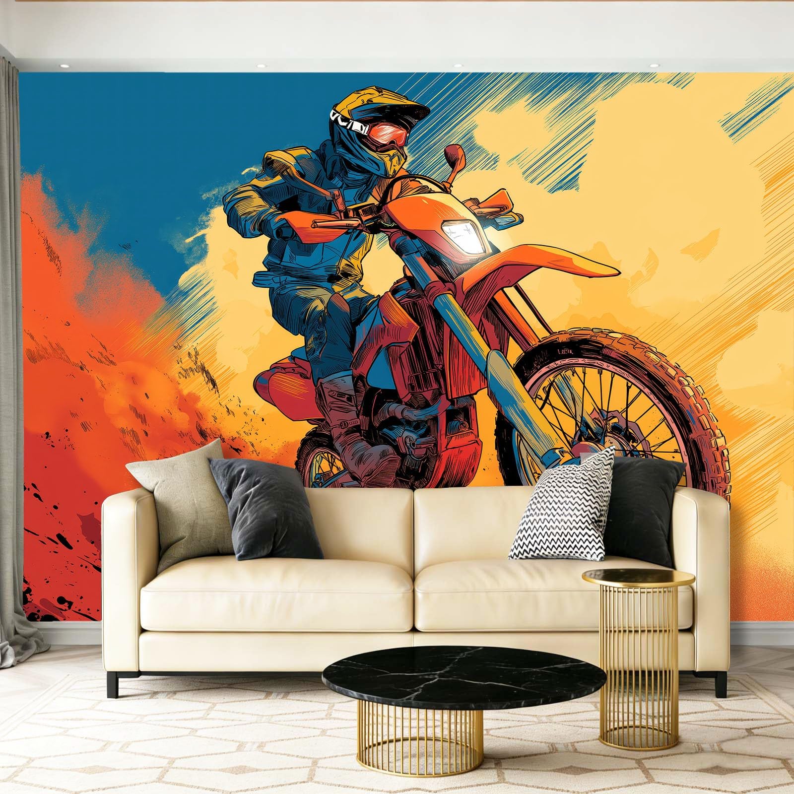 Papier peint intissé moto tout-terrain pour relooker une chambre d'ado style comic