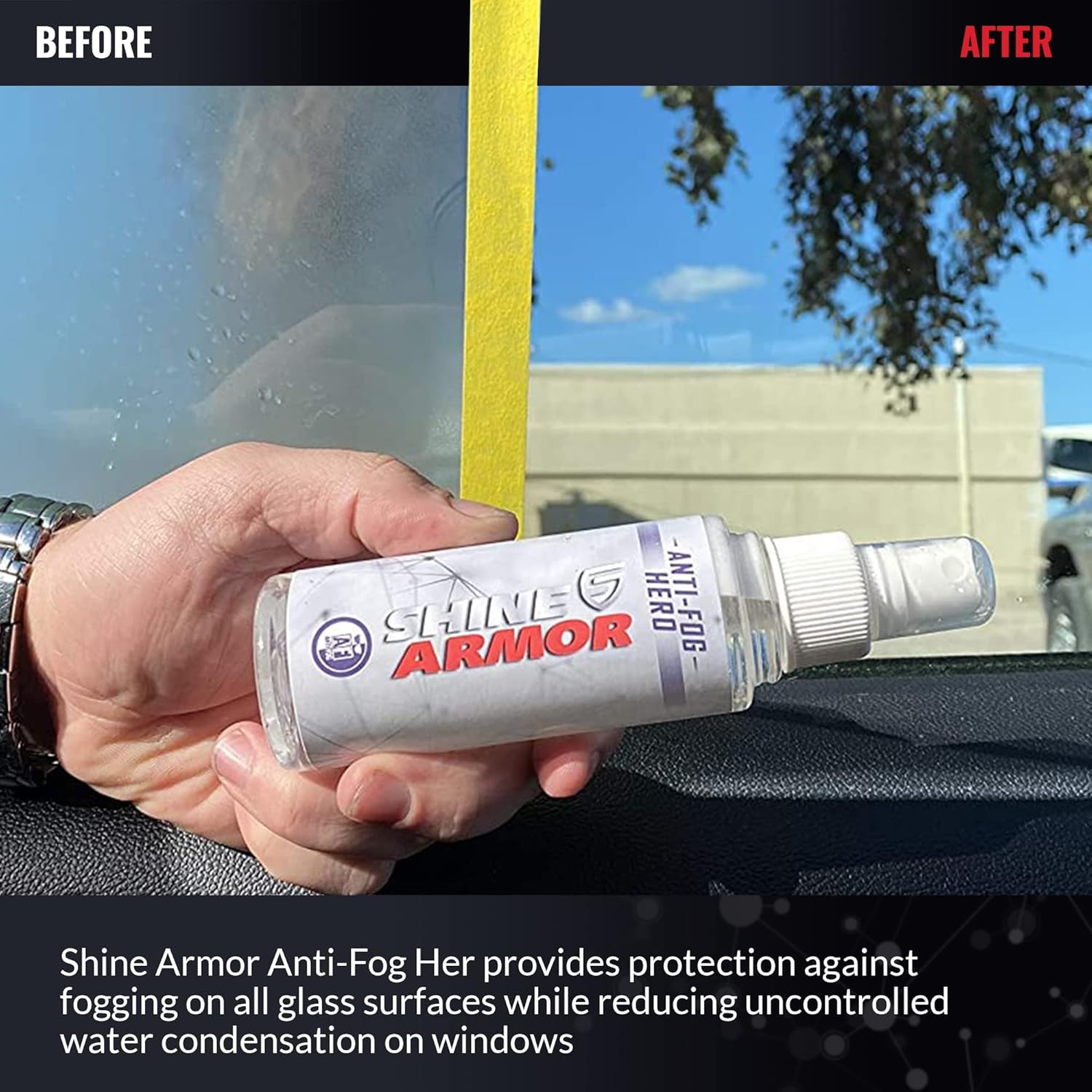 SHINE ARMOR Pristine Tire Shine Gel & Anti Fog Hero with Microfiber Cloth - Keeps Tires Black & Clean, Windshield & Glasses Spray Cleaner and Protector : Automotive