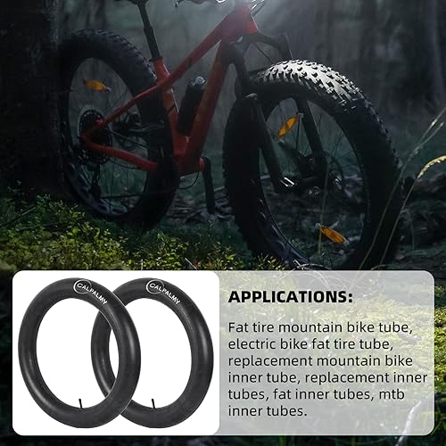Miniatura 5 de CALPALMY Tubos interiores de bicicleta de neumático grueso de 20 x 4.0, 24 x 3.0, 26 x 4.0 con válvula Schrader de 1.260 in, aptos para bicicletas