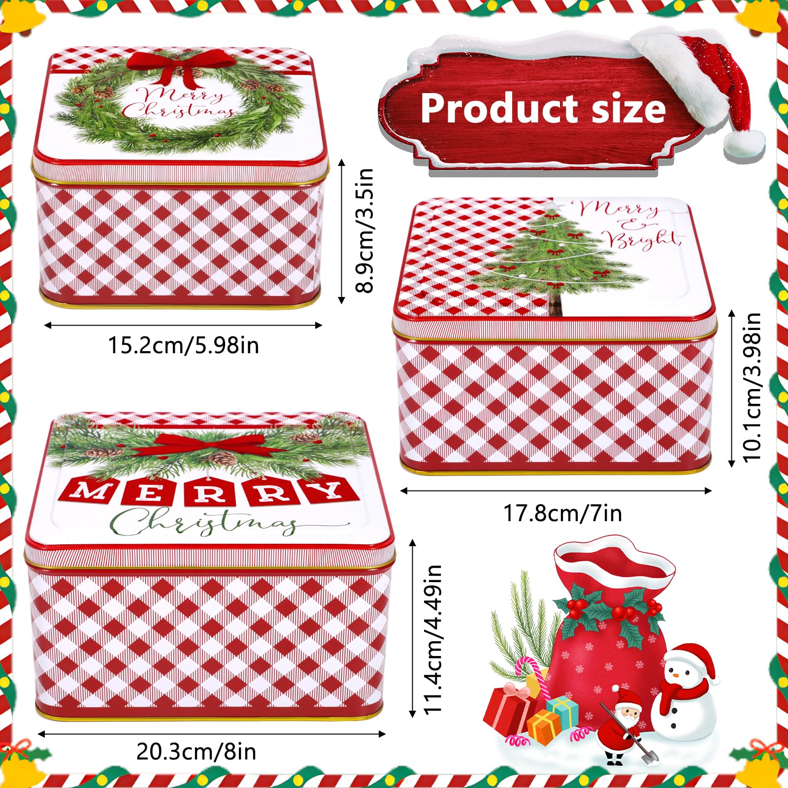 EXHUMKY 2pièces Boîte Métallique De Noël Tinplate De Boîte à Biscuits