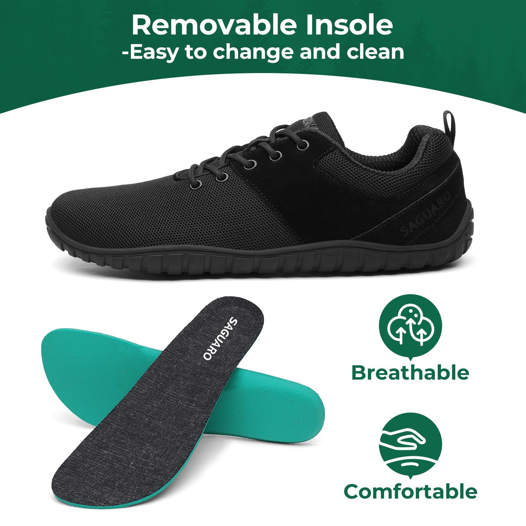 SAGUARO Scarpe Barefoot Minimaliste Uomo Donna Leggere Scarpe a Piedi Nudi con Zero Drop Soles e Wide Tox Box Gr.36-48