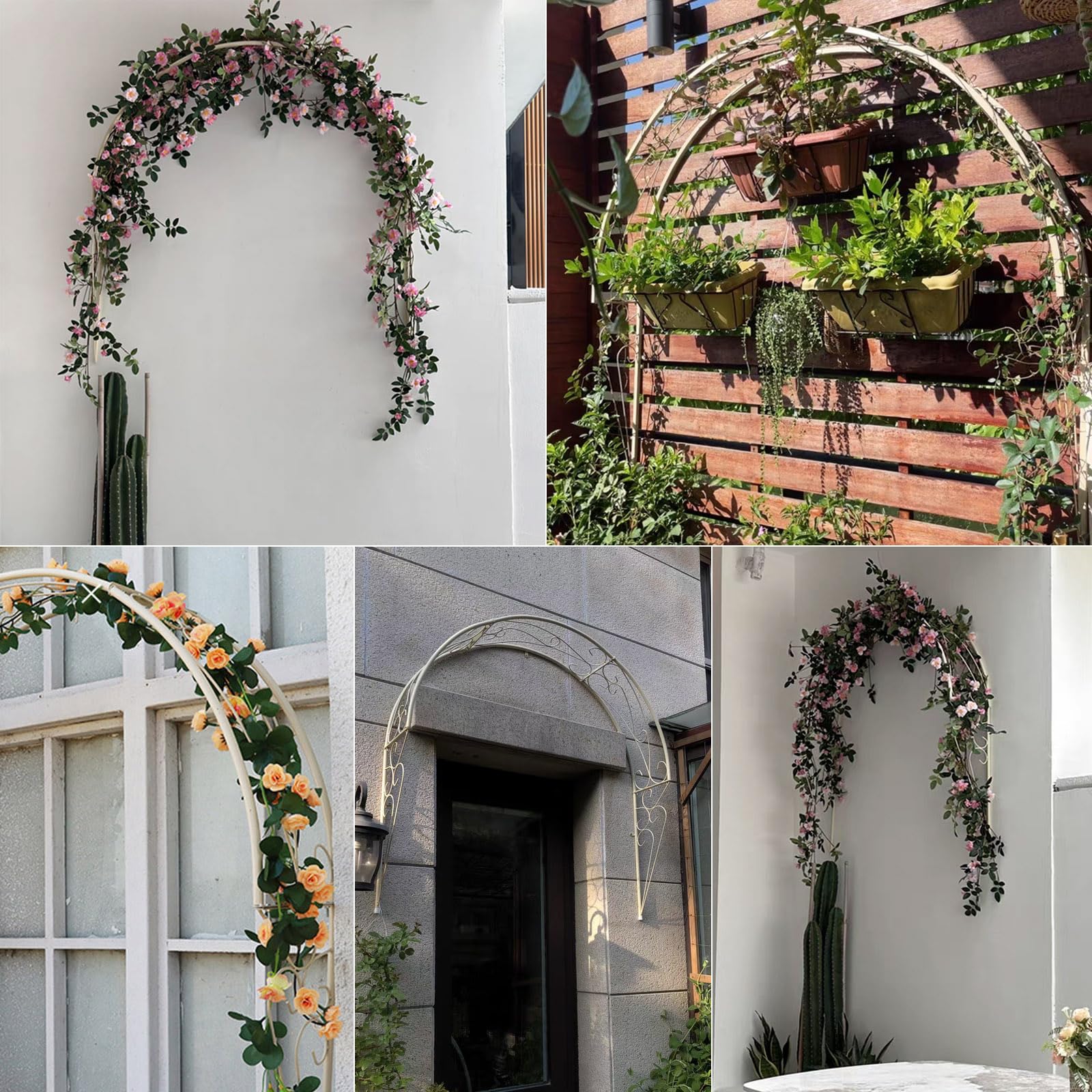 Zwart metalen tuinboog outdoor latwerk voor klimplanten rozen wijnstokken eenvoudige montage 90 x 240 cm (2,9 x 7,9 ft) stijlvol steunrek voor tuindecoratie