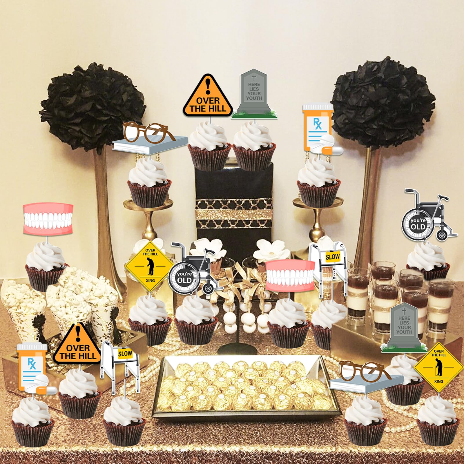 Old Man Birthday Decorations 36 PCS Over The Hill Cupcake Toppers - Funny  Retirement \u0026 Birthday Decorations For Old Age Party Supplies Funny Cake  Decorations, image size:1600x1600