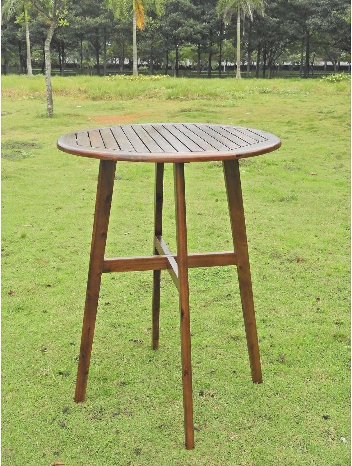 Acacia 32-inch Round Bar Height Table - stain