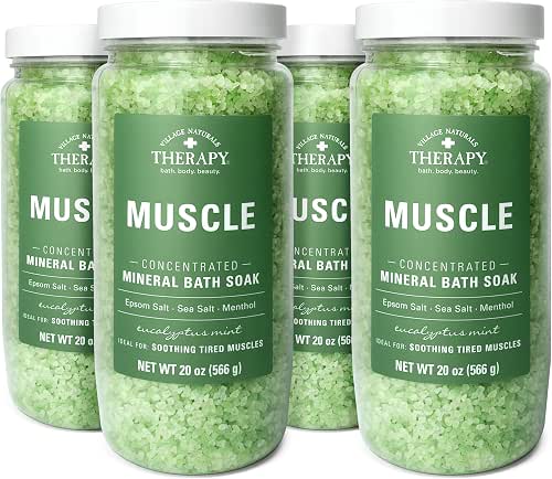 Village Naturals Therapy, Muscle Concentrated Mineral Bath Soak, Eucalyptus Mint