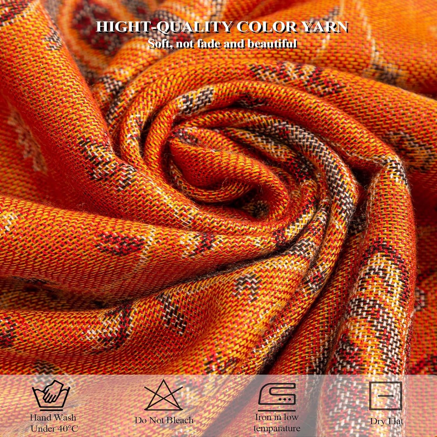 AUSEKALY Pashmina Feel Shawls Wraps for Women Rave Scarf Soft Silky Reversible Men Scarves - Image 6
