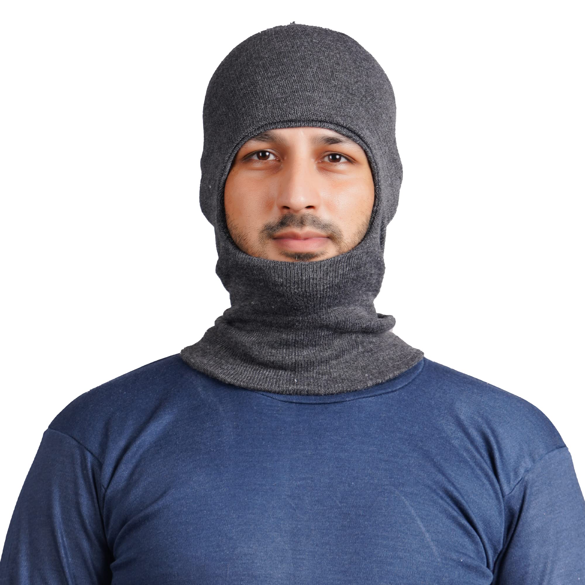 KETKAR Winter Wear Woolen Monkey Cap for Men (Dark Gray,Free Size) -Pack of 1