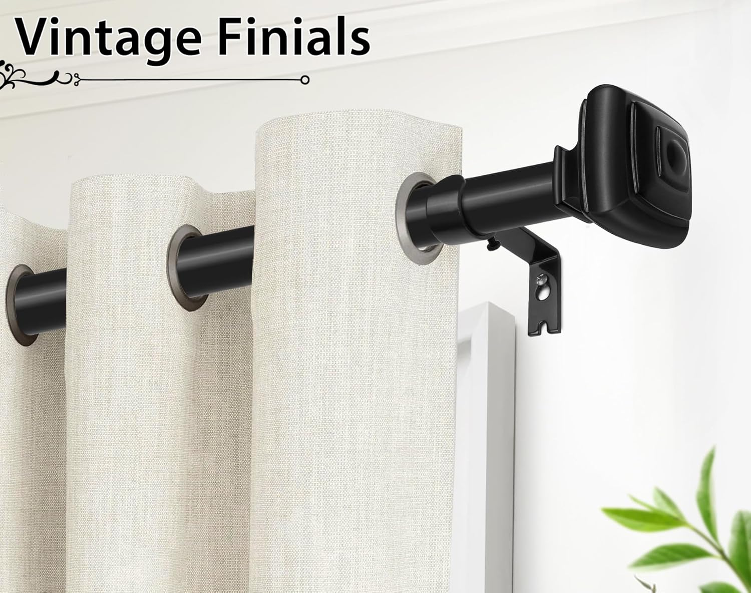 Bling Curtain Rods and Square Finials Curtain Rods for Windows 32 to 58 (Bundles)