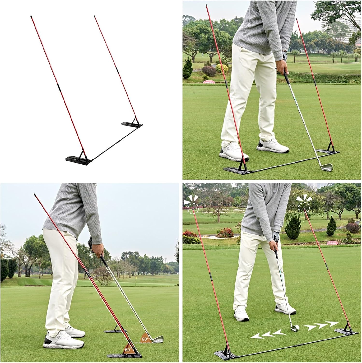 ゴルフアライメントスティックホルダー スイング練習プレート プレーントレーナー スイングプレーントレーニングとパス修正用