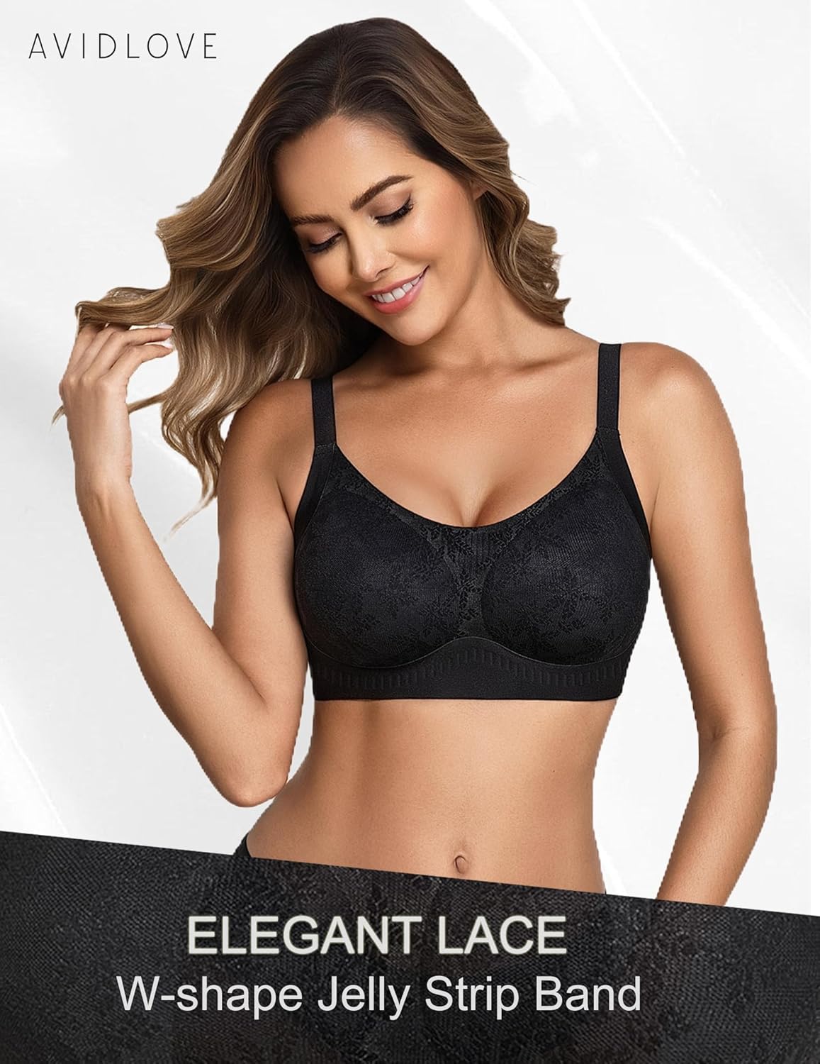 Avidlove Bras for Women No Underwire Lace Seamless Bralette Jelly Wireless Bras Full Coverage Tshirt Everyday Bras - Image 2