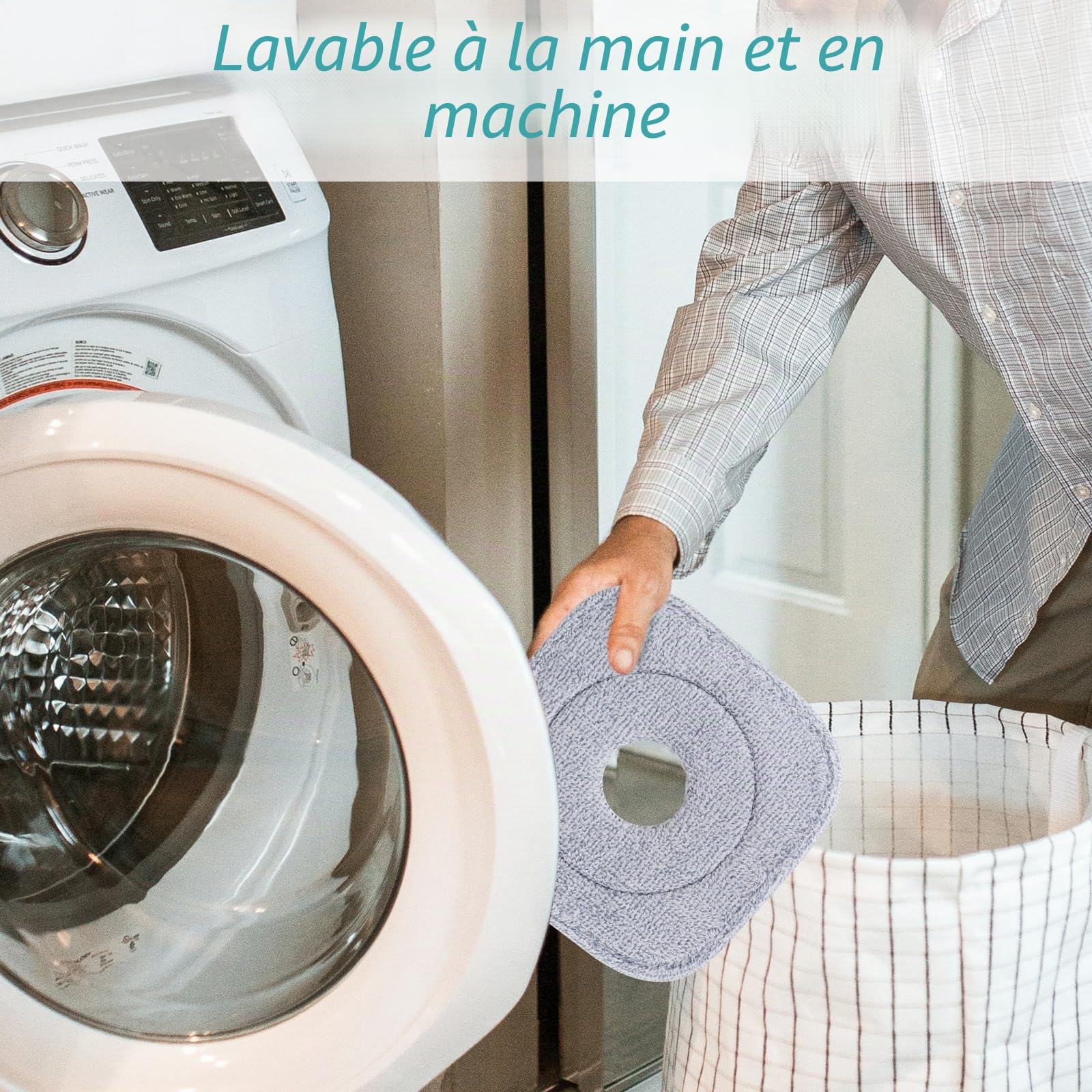 Sgizoku Balai serpillère avec seau pliable, serpillère rotative à 360° avec presse, lavage et séchage, avec 2 tapis de serpillère en microfibre réutilisables pour tous types de sols
