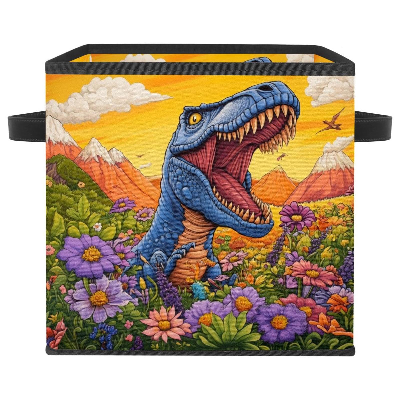 Paniers de rangement dinosaure grand bac cube textile avec poignées