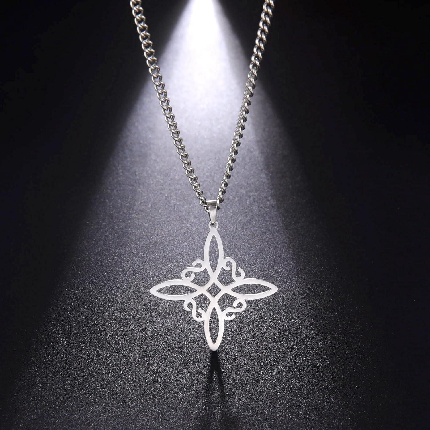 Dreamtimes Silver Color Witch Necklace for Women Celtic Knot Necklace Witches Knot Protection Amulet Triquetra Necklace Wiccan Jewelry Satanic Necklace Witch Pendant Jewelry - Image 2
