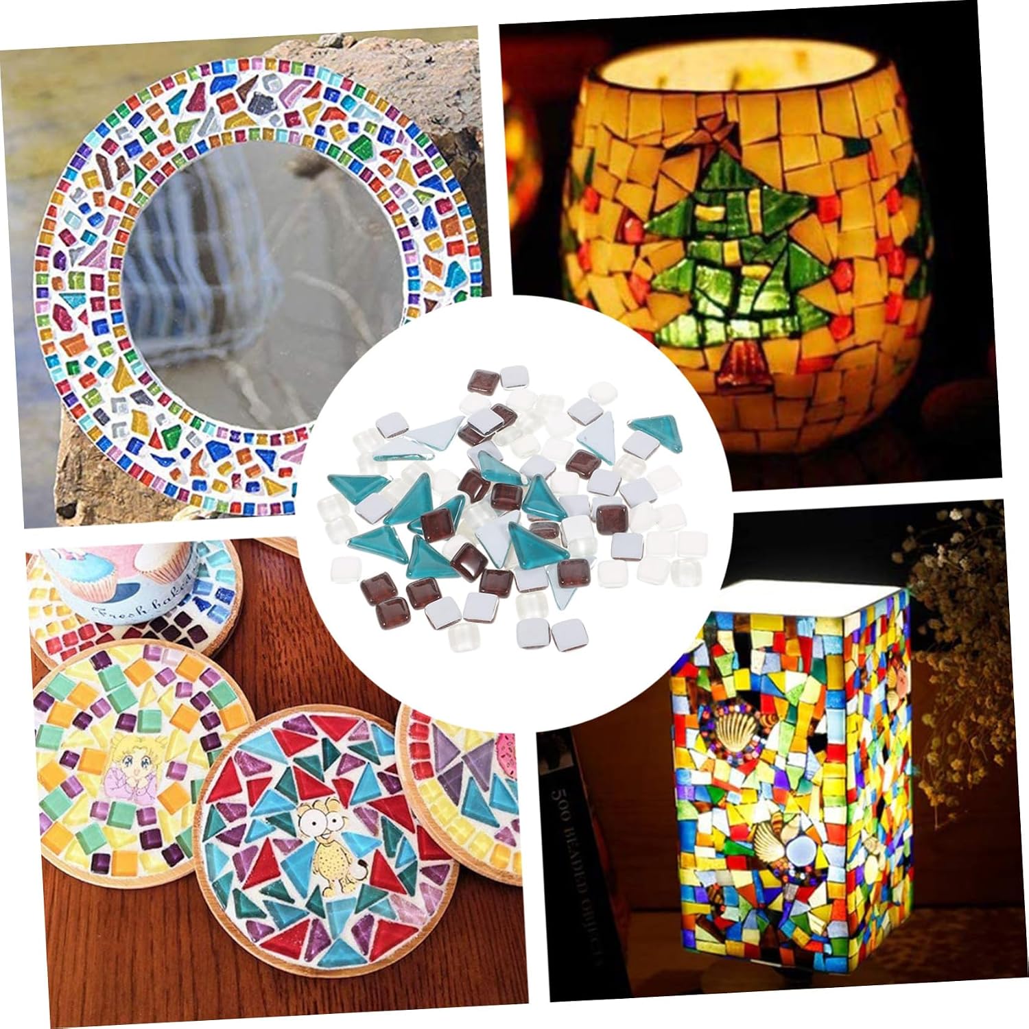 1set Stained Glass Tiles for Craft Projects Colorful for and Church Decoration Approximately of Irregular Glass Craft Supplies