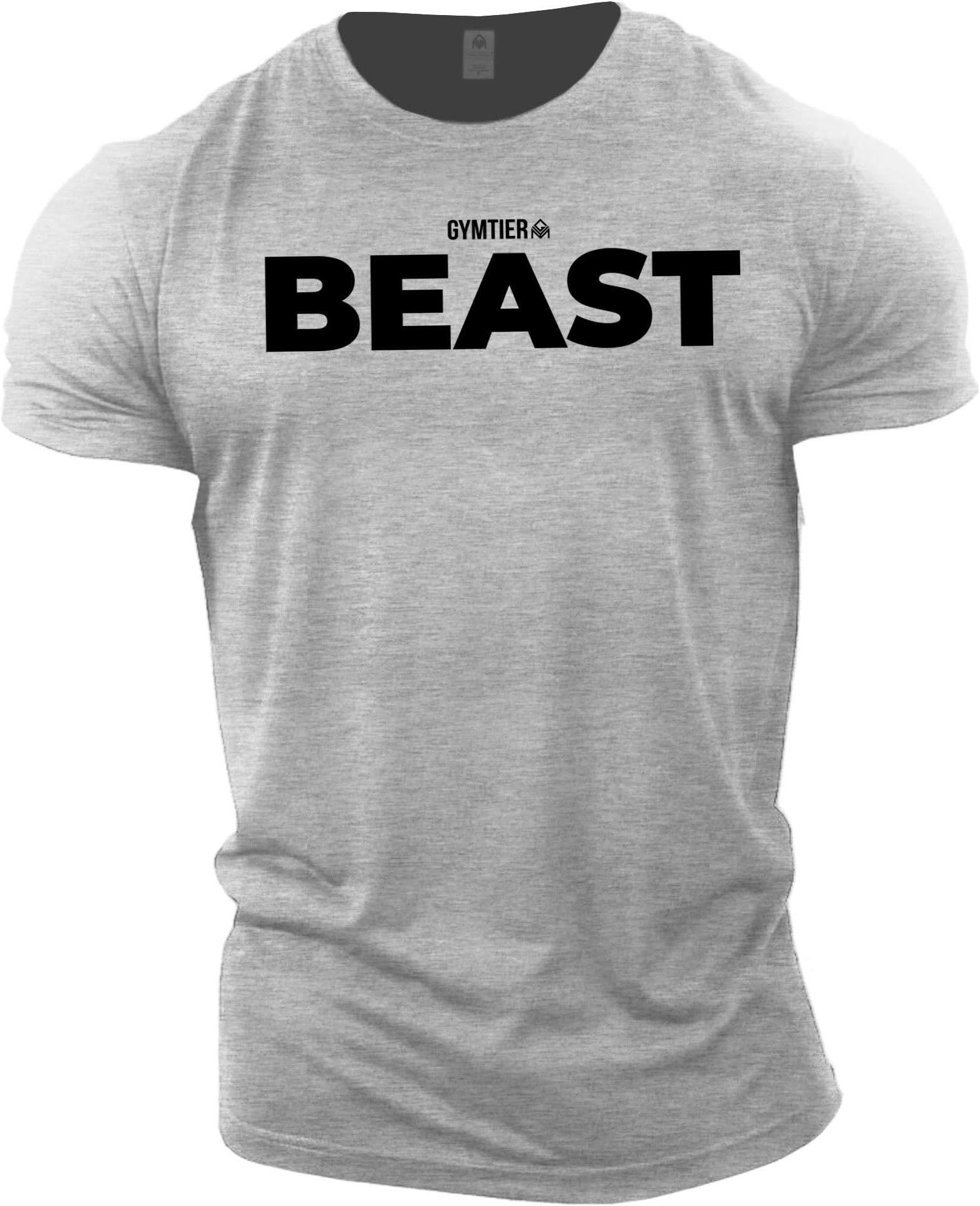 GYMTIER Beast - Bodybuilding T-Shirt | Men's Gym T-Shirt Training Clothing Sport Grey Medium