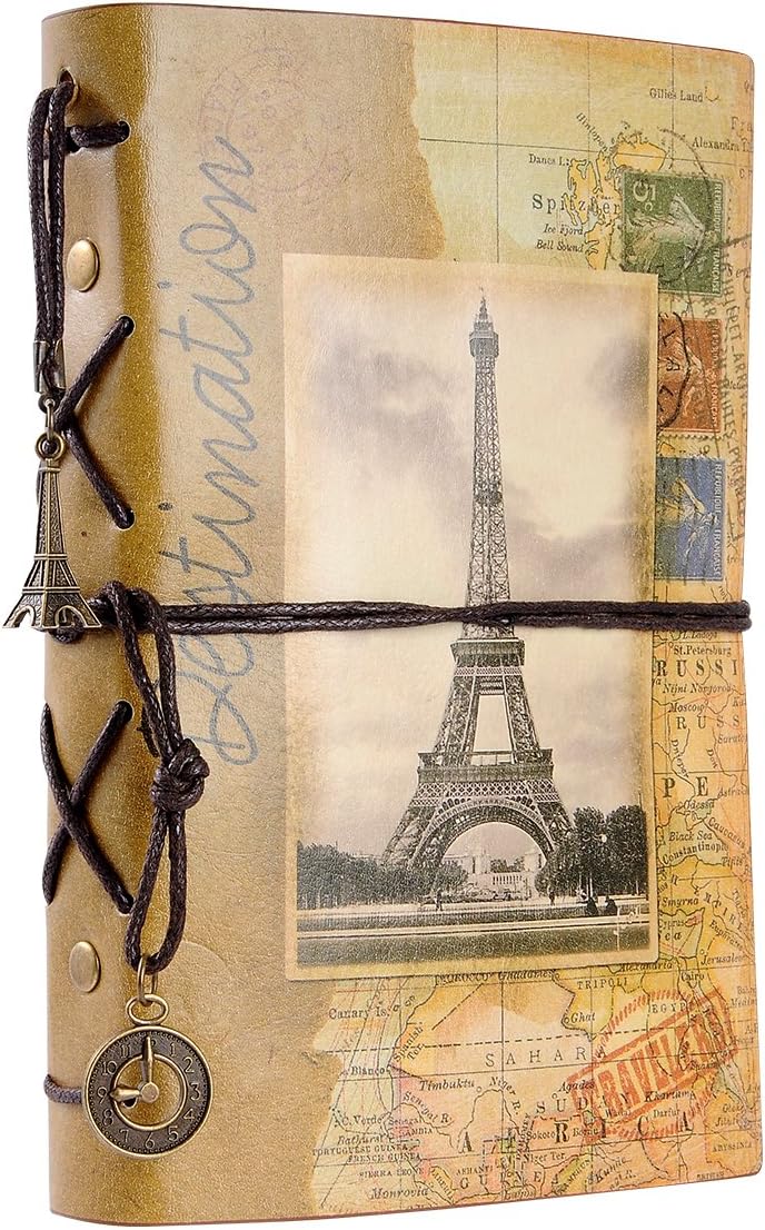 Leather Bound Journal Vintage Leather Notebook Antique Writing Journal Handmade Leather Bound Notebook, Best Gift for Art Sketchbook, Travel Diary & Notebooks to Write in, (A6 Tower)