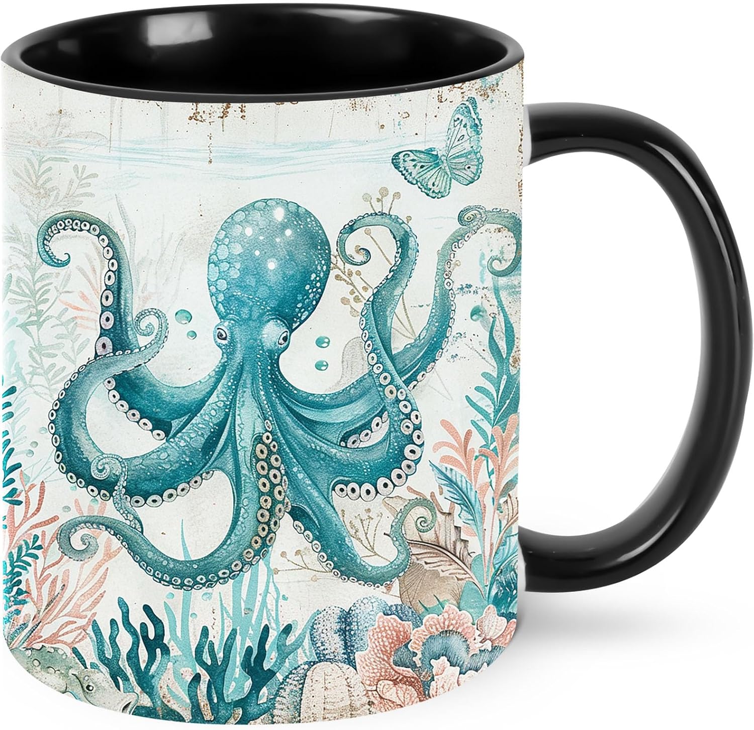 Octopus Coffee Mug Funny Ceramic Tea Cup With Handle Dishwasher Microwave Safe for Women 11oz Porcelain Mugs